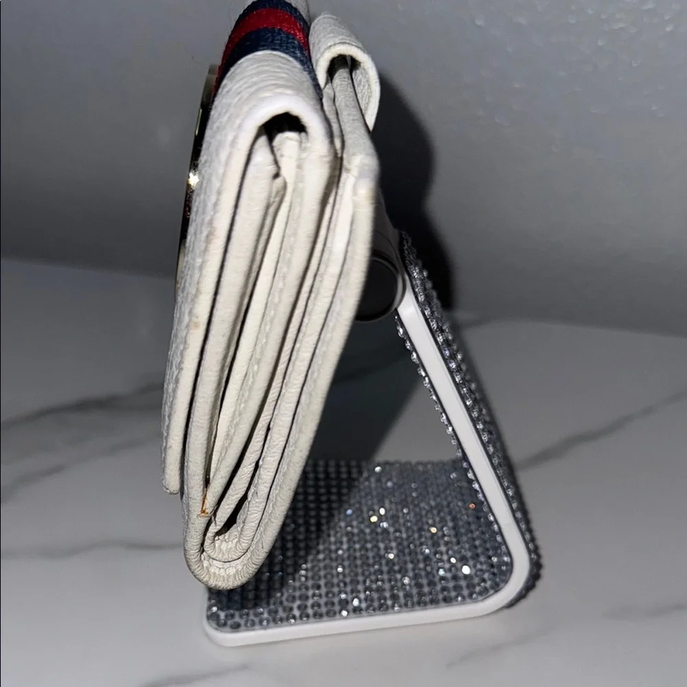 Gucci White Leather Wallet with Gold Logo Sherry Line - Picture 3 of 8